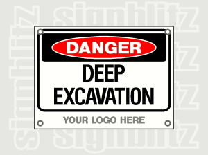 166 5 Custom Corflute Danger Deep Excavation Safety Sign Printed With Your Logo Signblitz