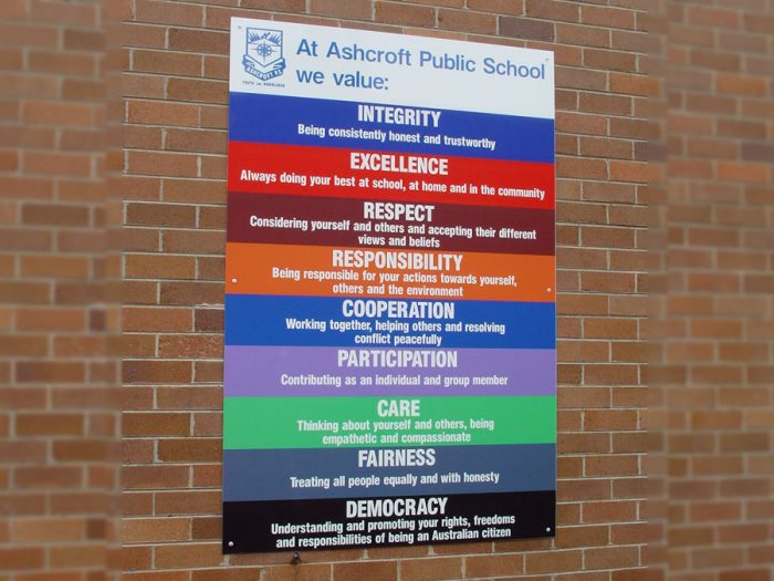 School Values Rules PBL Sign