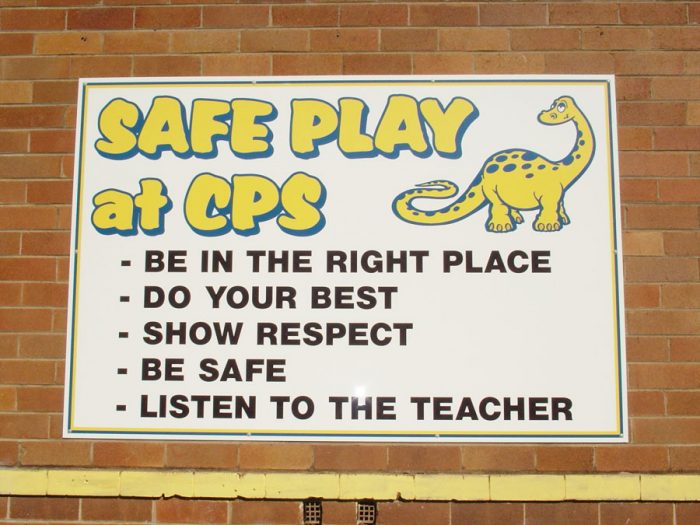 Safe Play School Rules PBL Sign