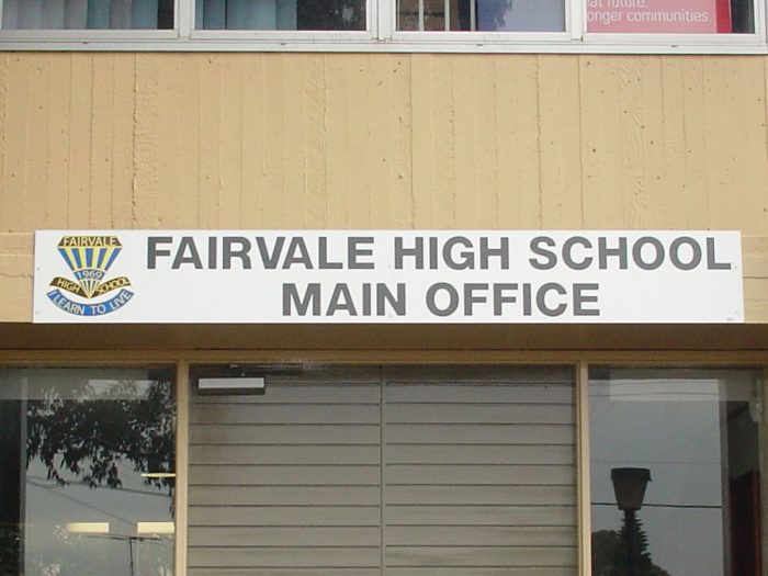 FHS High School Main Office Sign