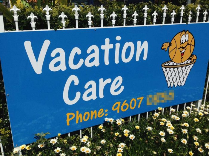School Vacation Care Sign ACP