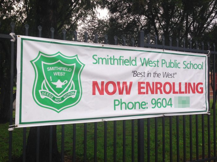 School Now Enrolling PVC Sign