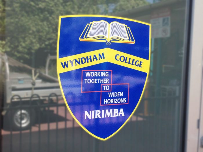 WC School crest window sticker sign