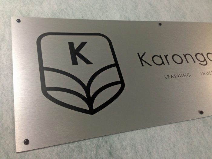 KS School Sign brushed aluminium finish
