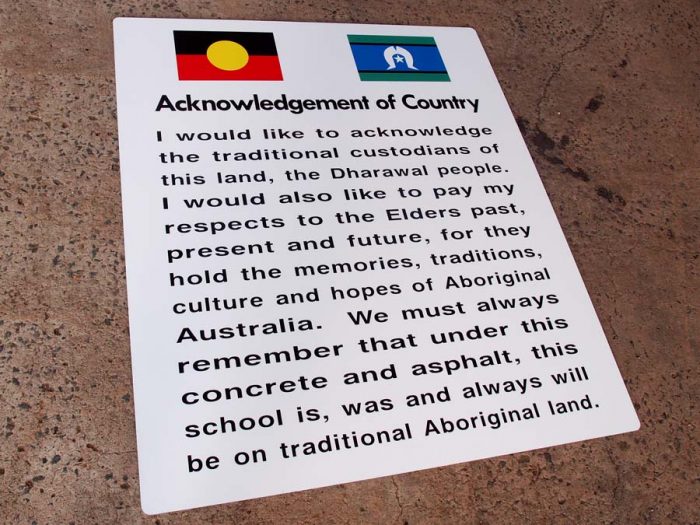 Acknowledgement Of Country School Sign