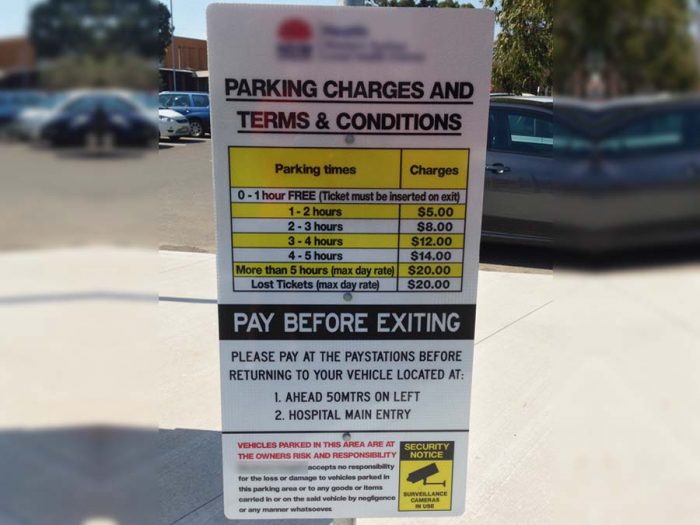 Carpark Parking Rates & Conditions custom sign