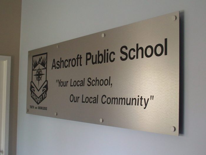 APS School Office Sign Brushed Aluminium Finish ACP with Stand Off Panel Mounts