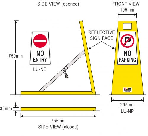 Fold Down Parking Space Protector diagram