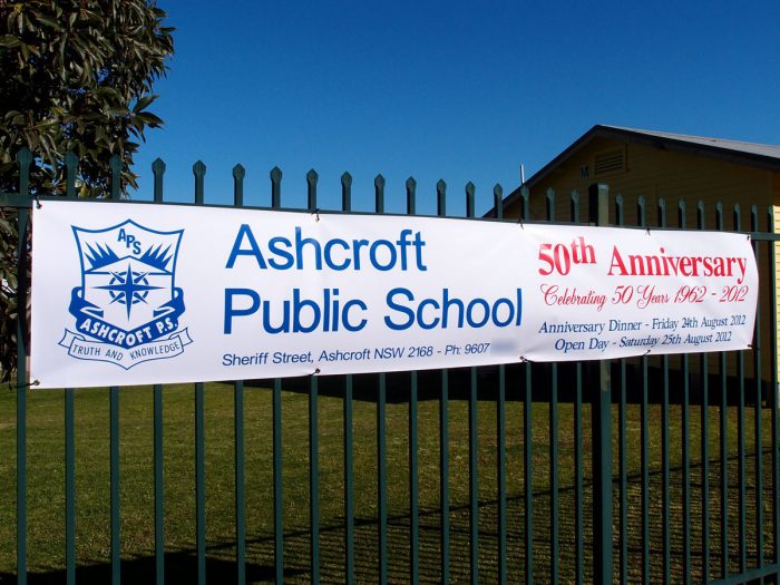 School Promotional Sign school APS 50 year anniversary