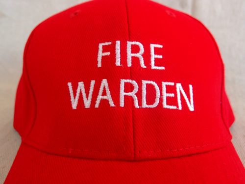 Red Fire Warden Cap Embroidery Custom