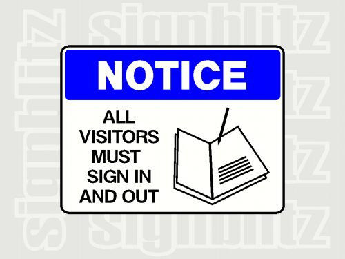 All Visitors Must Sign In and Out Signage