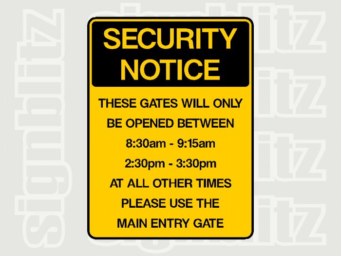 School Gate Sign with opening times
