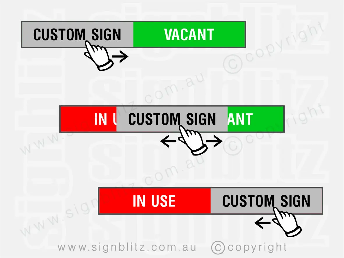 in use vacant slider sign red and green
