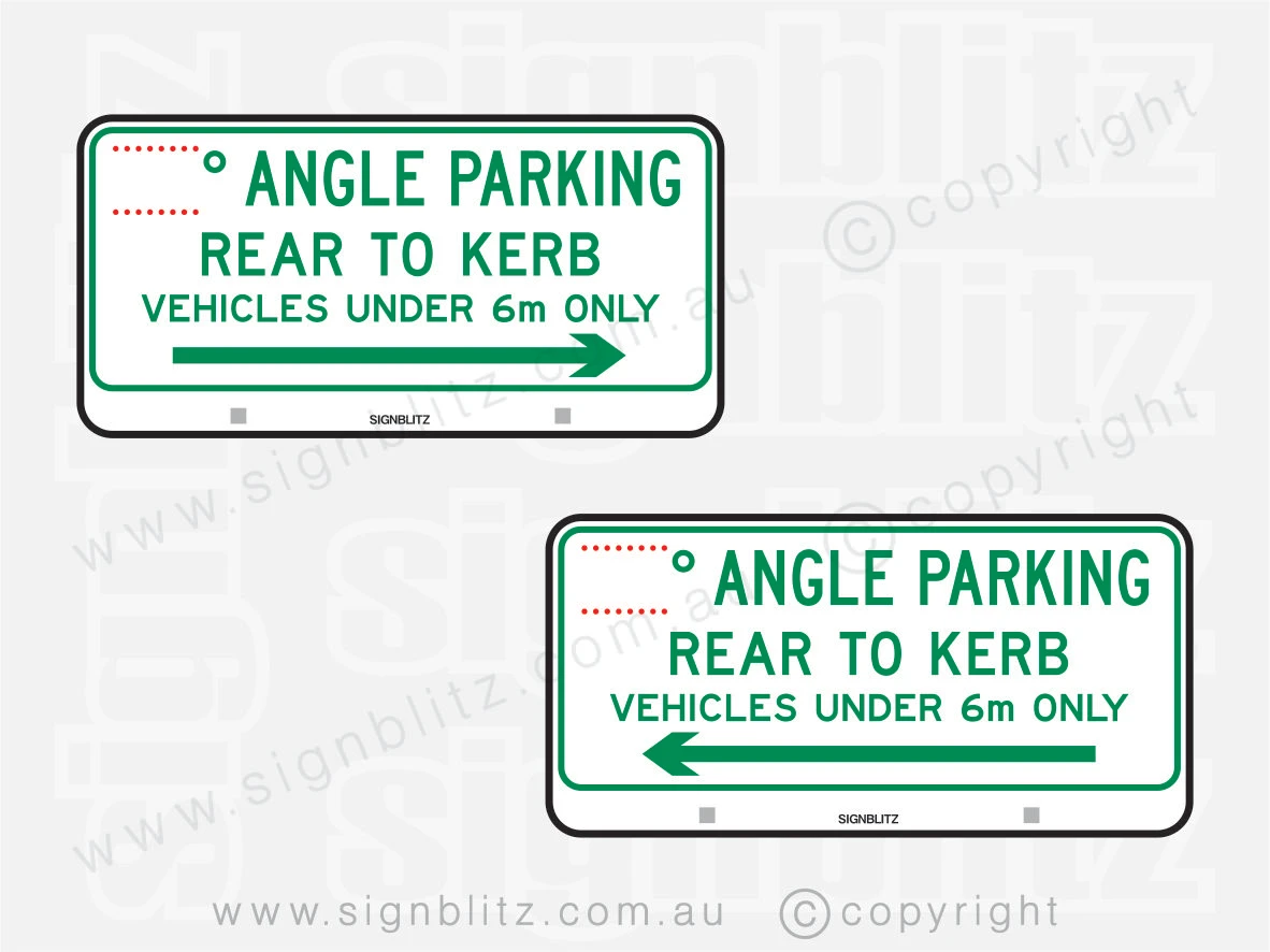 R5-500n Angle Parking Rear To Kerb Sign