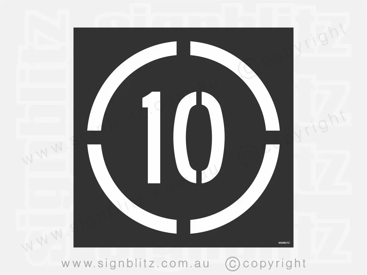 10km speed limit stencil