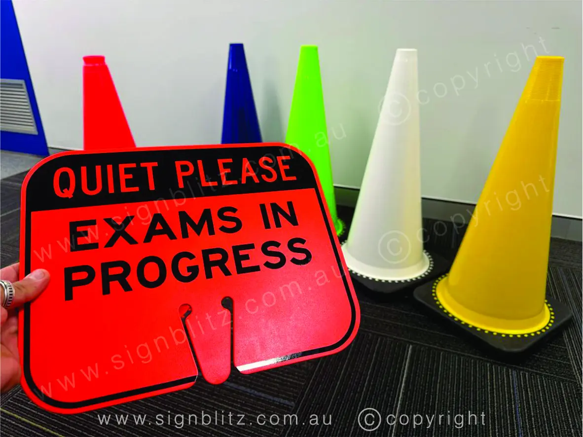 Exams in progress sign